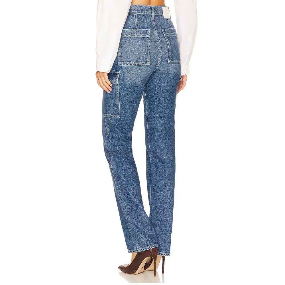 GRLFRND Straight Cargo Jeans SIZE 31 High Rise Slim Business Casual USA $245 NEW - Picture 4 of 12